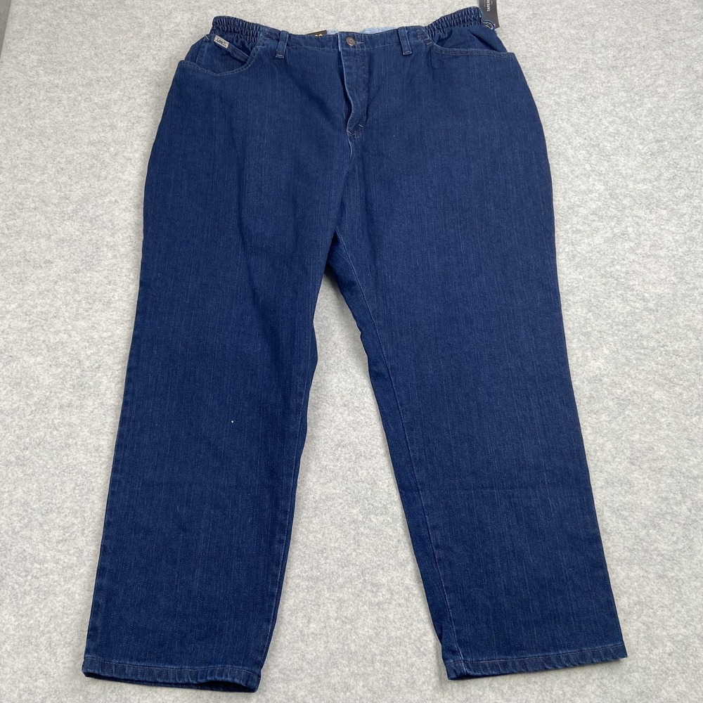 Lee Jeans Womens 22W Petite (36x27) Dark Blue Relaxed Tapered Stretch Denim